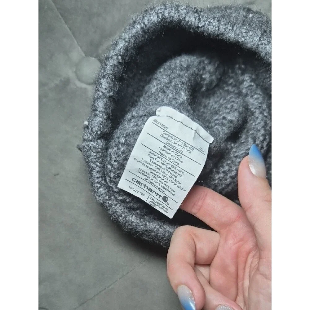 Carhartt Dark Charcoal Knit Beanie with Amber Patch